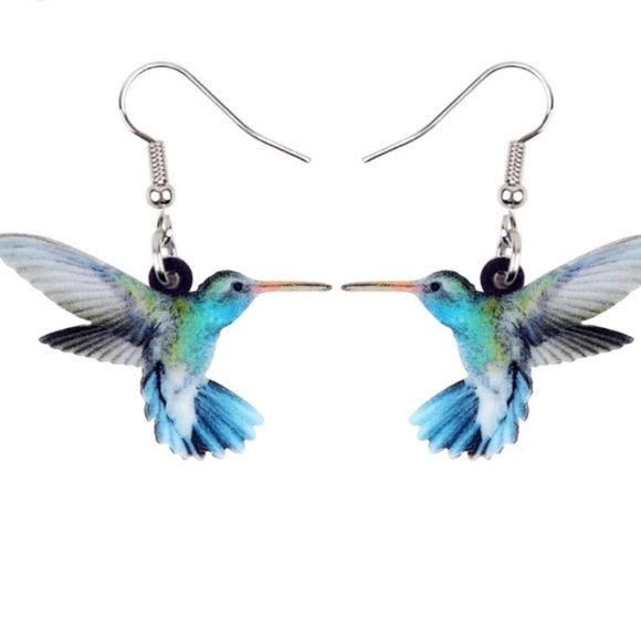 Lex T’s Closet Jewelry - BOGO Hummingbird Earrings Dangle Drop Blue Acrylic